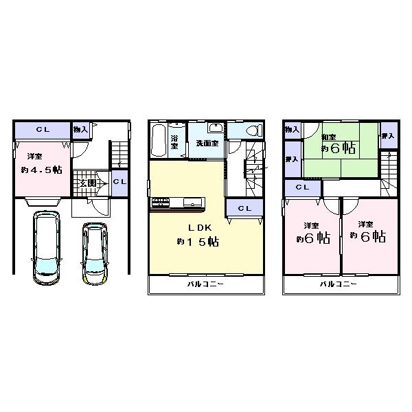 Floor plan. 22,800,000 yen, 4LDK, Land area 59.6 sq m , Building area 117 sq m