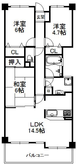 Floor plan. 3LDK, Price 18.9 million yen, Occupied area 68.68 sq m , Balcony area 7.91 sq m balcony southwestward