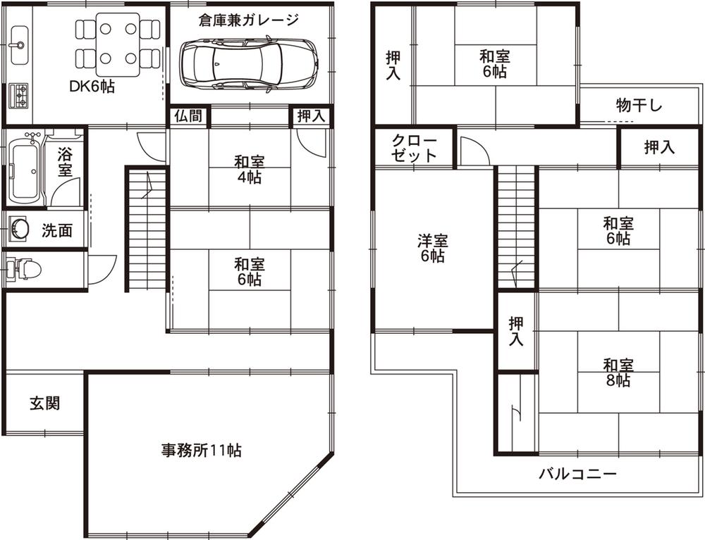 Floor plan. 19,800,000 yen, 7DK, Land area 99.17 sq m , Building area 127.74 sq m southwest corner lot