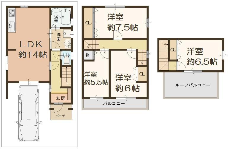 Floor plan. 23.8 million yen, 4LDK, Land area 72.74 sq m , Building area 98.21 sq m   [Floor plan] 
