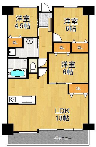 Floor plan. 3LDK, Price 16.8 million yen, Occupied area 80.21 sq m , Balcony area 10.25 sq m