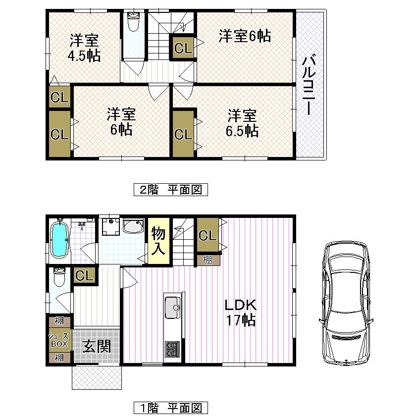 Floor plan. (K No. land), Price 27,800,000 yen, 4LDK, Land area 85.5 sq m , Building area 98.28 sq m