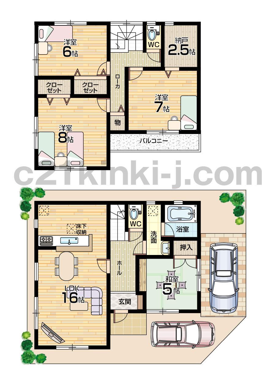 Floor plan. 30,800,000 yen, 4LDK + S (storeroom), Land area 99.27 sq m , Building area 100.03 sq m floor plan