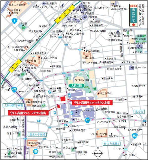 Local guide map. High-quality living comfort in a green area, Colorful plant sophisticated streets all 27 compartments Moriguchishi 12 minutes' walk of convenience!