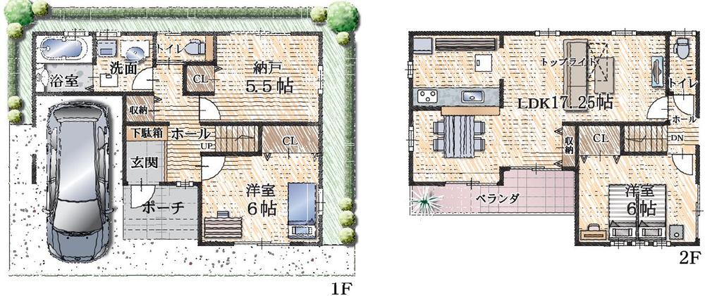 Floor plan. (B No. land), Price 32,800,000 yen, 3LDK, Land area 75.18 sq m , Building area 88.89 sq m