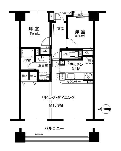Floor plan. 2LDK, Price 18.9 million yen, Occupied area 61.73 sq m , 2LDK of balcony area 11.88 sq m LDK about 18.7 Pledge.