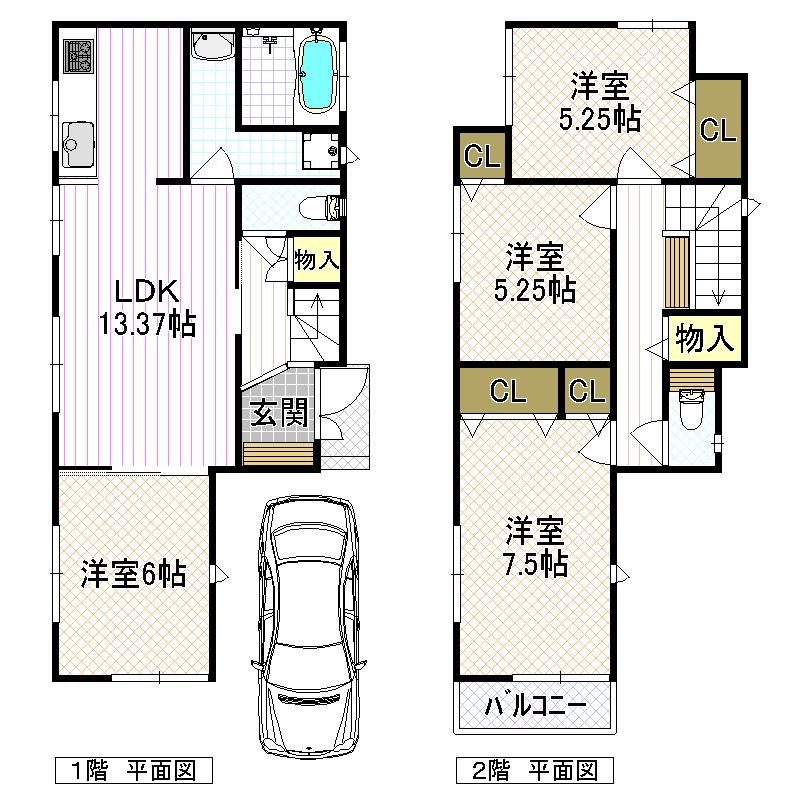 Floor plan. Price 24,800,000 yen, 4LDK, Land area 86.48 sq m , Building area 93.15 sq m