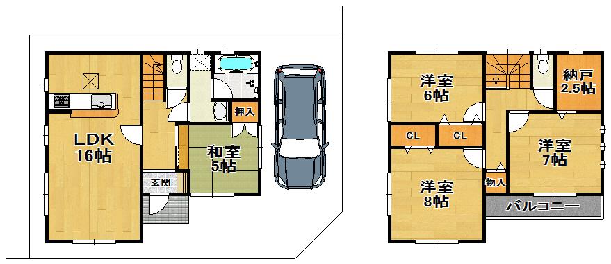 Floor plan. (Building 2), Price 30,800,000 yen, 4LDK+S, Land area 99.22 sq m , Building area 100.03 sq m