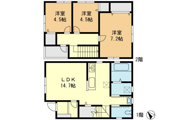 Floor plan. 19,800,000 yen, 3LDK, Land area 68.26 sq m , Building area 76.5 sq m