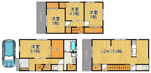 Floor plan. 24,800,000 yen, 4LDK, Land area 60.56 sq m , House flowing time of building area 102.08 sq m there was Kai family