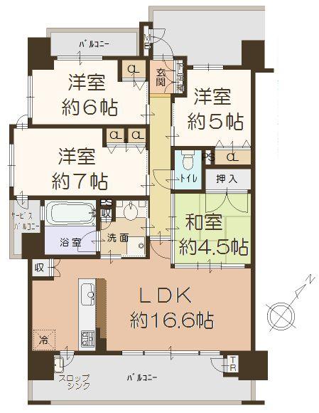 Floor plan. 4LDK, Price 32 million yen, Occupied area 86.27 sq m , Balcony area 16.74 sq m   [Floor plan]