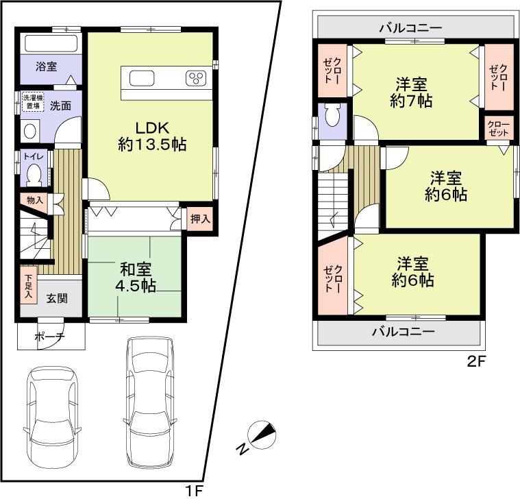 Floor plan. 34,800,000 yen, 4LDK, Land area 94.87 sq m , Building area 89.91 sq m