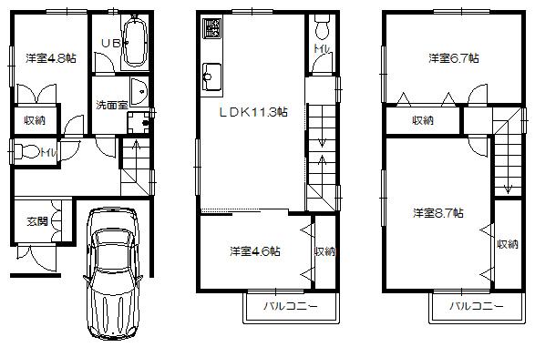 Floor plan. 21,700,000 yen, 4LDK, Land area 50.97 sq m , Building area 89.9 sq m
