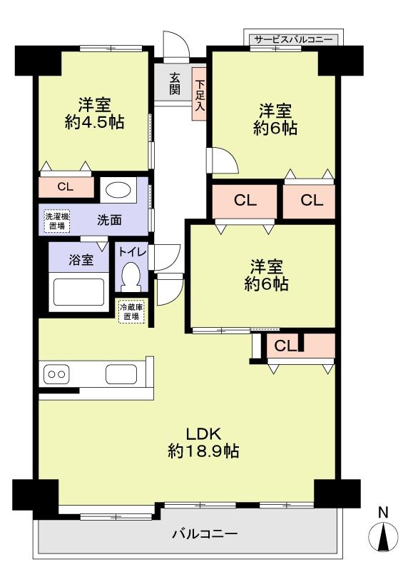 Floor plan. 3LDK, Price 16.8 million yen, Occupied area 80.21 sq m , Balcony area 10.25 sq m