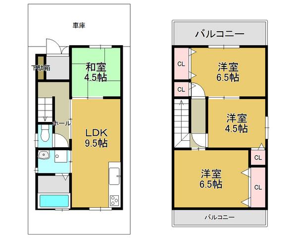 Floor plan. 27.6 million yen, 4LDK, Land area 69.48 sq m , Building area 84.94 sq m 2 sided balcony, Is the residence of 4LDK