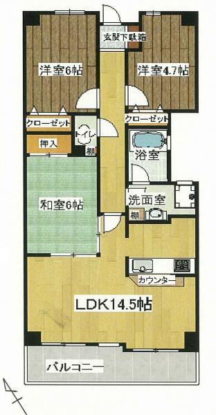 Floor plan. 3LDK, Price 18.9 million yen, Occupied area 68.68 sq m , Balcony area 7.91 sq m