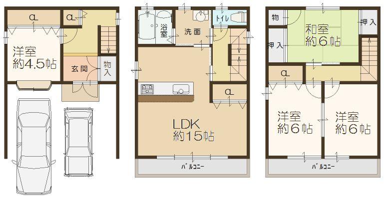 Floor plan. 22,800,000 yen, 4LDK, Land area 59.6 sq m , Building area 117 sq m floor plan