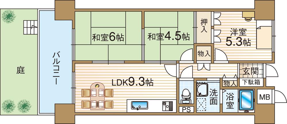 Floor plan. 3LDK, Price 12.8 million yen, Occupied area 56.62 sq m , Balcony area 9.55 sq m 3LDK type!