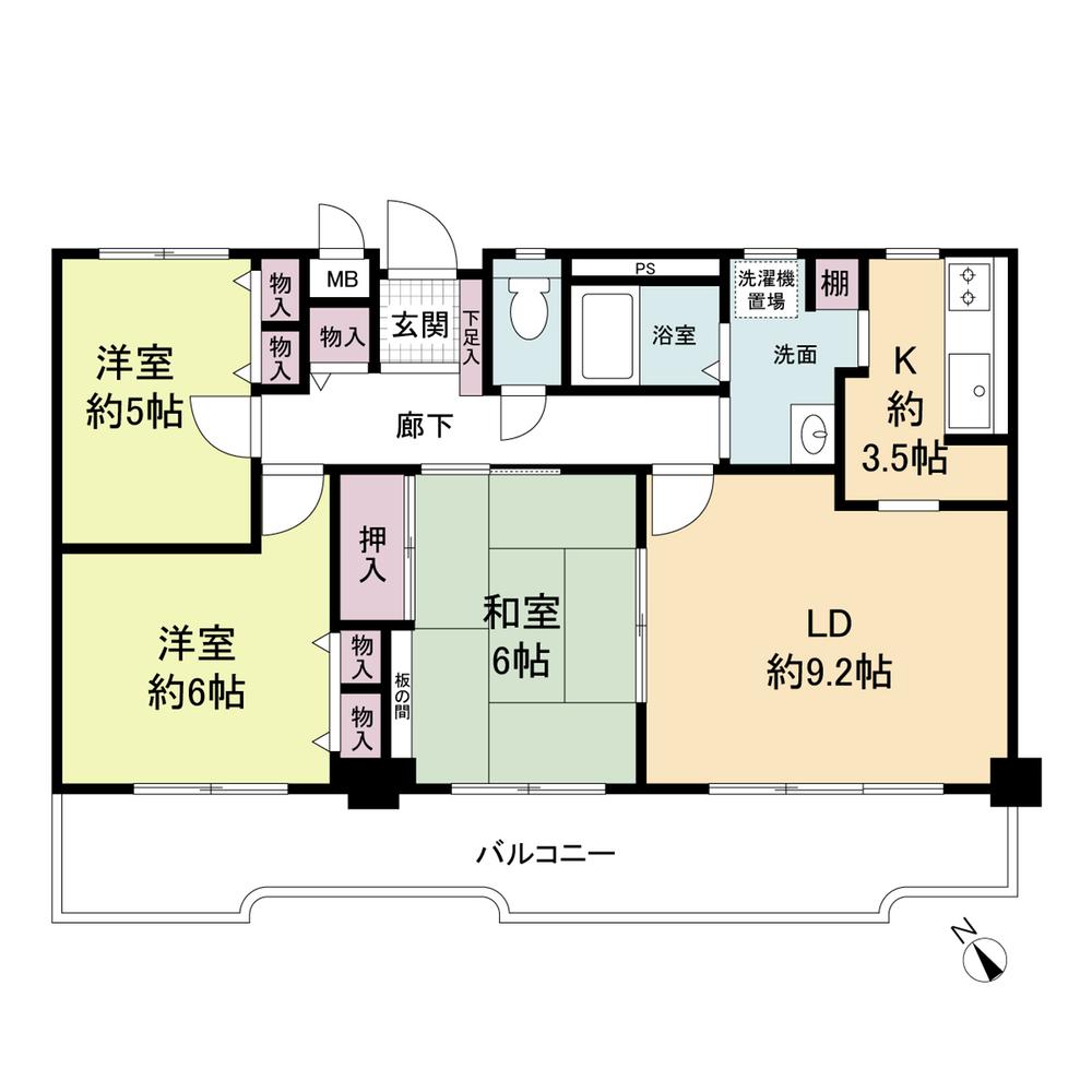 Floor plan. 3LDK, Price 11.8 million yen, Occupied area 70.48 sq m , Balcony area 15.58 sq m ◎ between a population of about 11.25m wide span ◎