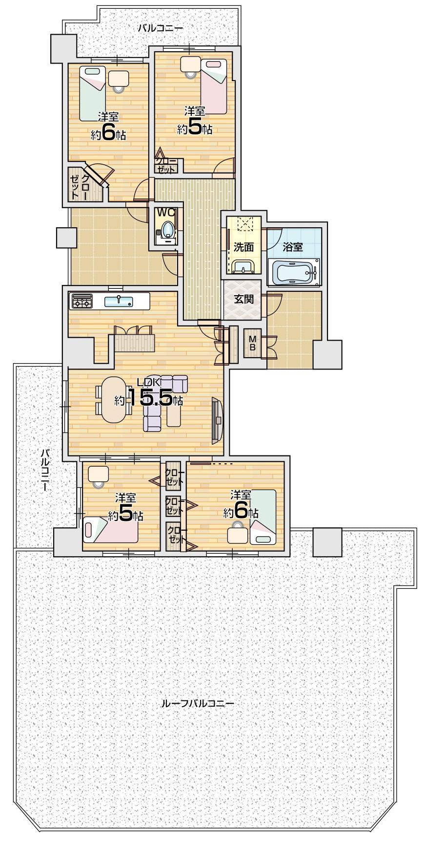 Floor plan. 4LDK, Price 37,800,000 yen, Occupied area 82.89 sq m , Balcony area 17.91 sq m floor plan