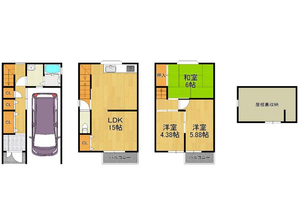 Floor plan. 12.8 million yen, 3LDK, Land area 37.11 sq m , Because building area 84.48 sq m much living will place, It should also stick to the surrounding environment ・  ・  ・ 