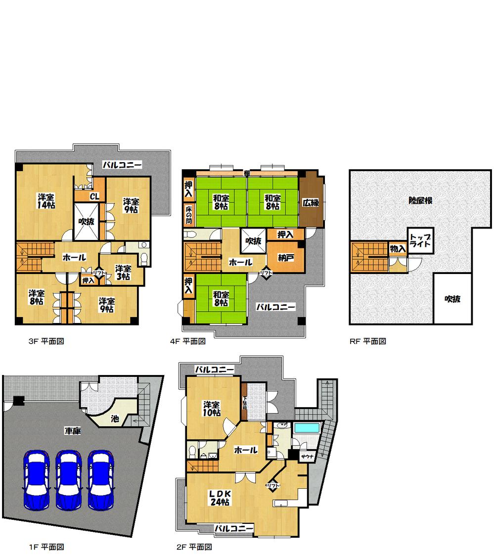 Floor plan. 49,800,000 yen, 8LDK + S (storeroom), Land area 196.66 sq m , Building area 337.08 sq m