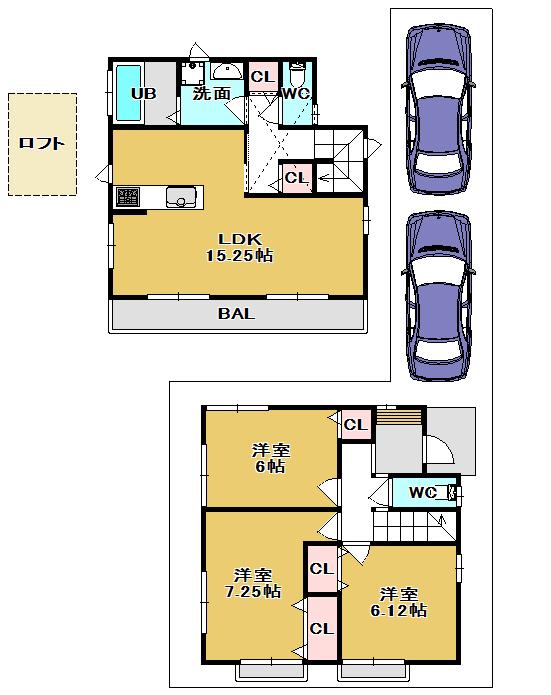 Floor plan. (C No. land), Price 25,800,000 yen, 3LDK, Land area 114.63 sq m , Building area 85.91 sq m