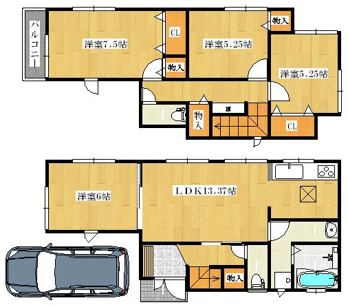 Floor plan. 24,800,000 yen, 4LDK, Land area 100.48 sq m , Building area 93.15 sq m ◆ Floor plan