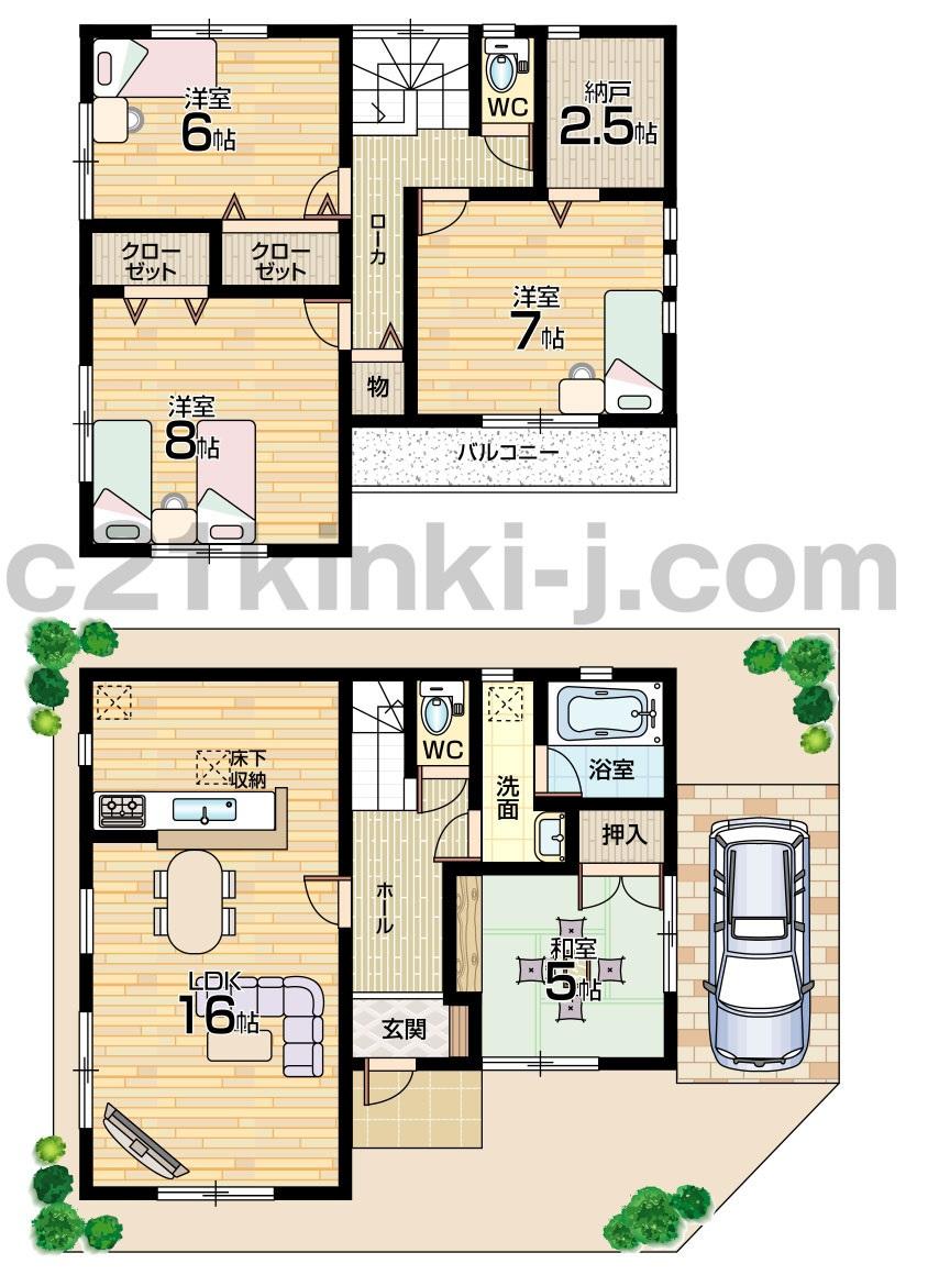 Floor plan. (No. 2 locations), Price 30,800,000 yen, 4LDK+S, Land area 99.27 sq m , Building area 100.03 sq m