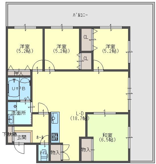 Floor plan. 4LDK, Price 12.8 million yen, Occupied area 82.32 sq m , Balcony area 24.27 sq m first balcony is attractive! ! Nai' ever seen such a balcony! !