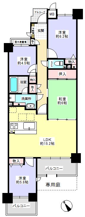 Floor plan. 4LDK, Price 11.8 million yen, Occupied area 84.93 sq m , Balcony area 9.18 sq m
