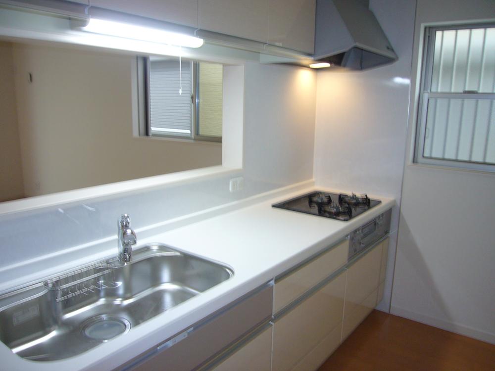Kitchen.  [kitchen] Storage rich system Kitchen, Water purifier shower head, Large sink (made by Panasonic)