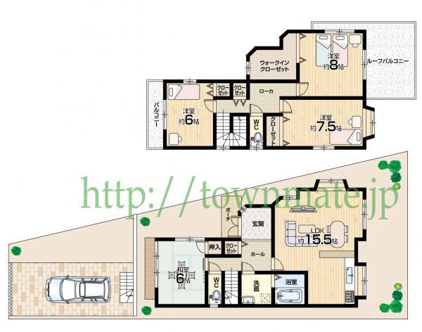 Floor plan. 23.8 million yen, 4LDK, Land area 194.43 sq m , Building area 110.45 sq m Floor