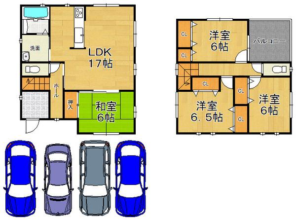 Floor plan. 33,300,000 yen, 4LDK, Land area 127.32 sq m , Building area 101.85 sq m