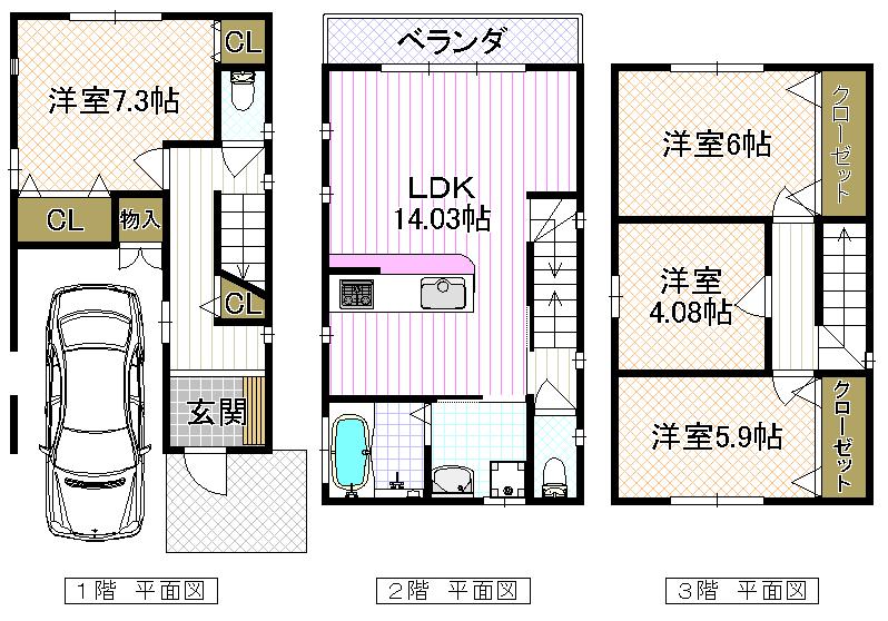 Floor plan. 22.6 million yen, 4LDK, Land area 58.99 sq m , Building area 108.55 sq m