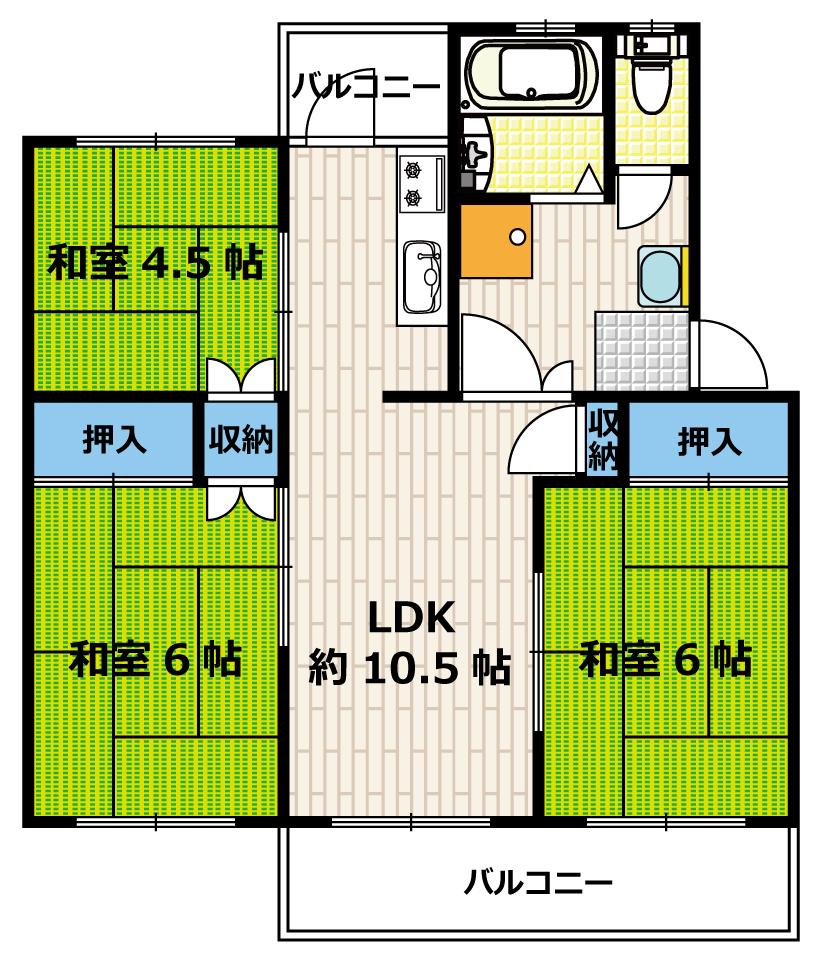 Floor plan. 3LDK, Price 4.8 million yen, Occupied area 60.02 sq m , Balcony area 7.72 sq m