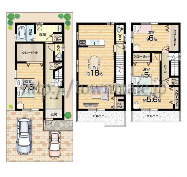 Floor plan. 26,800,000 yen, 4LDK, Land area 76.83 sq m , Building area 113.47 sq m land area 76.83 square meters building area 113.47 square meters