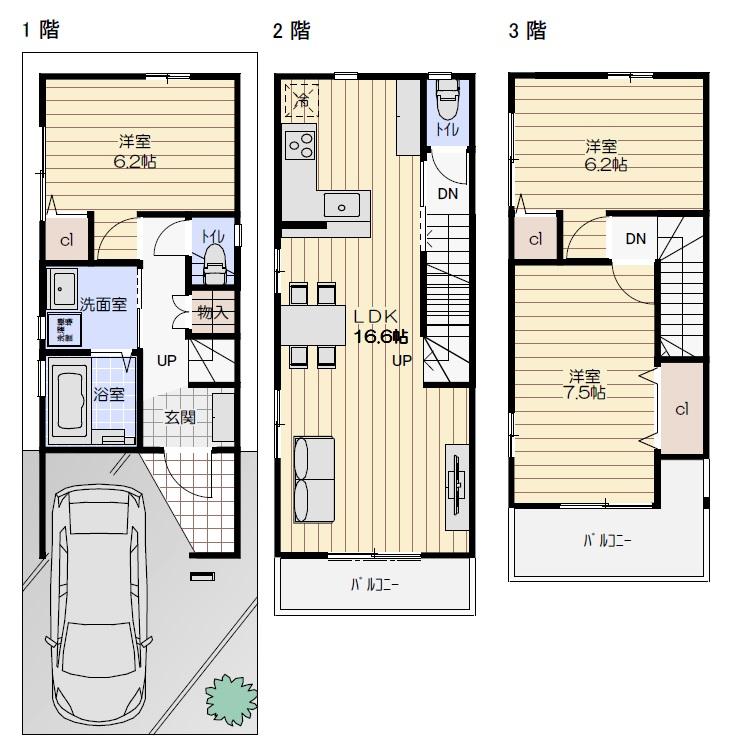 Floor plan. 20.8 million yen, 3LDK, Land area 54.25 sq m , Building area 90.21 sq m LDK16.6 Pledge, All rooms 6 Pledge or more of the room