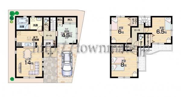 Floor plan. 21,800,000 yen, 4LDK, Land area 100.5 sq m , Building area 91.93 sq m 7 No. Floor land area 100.5 square meters building area  91.93 square meters