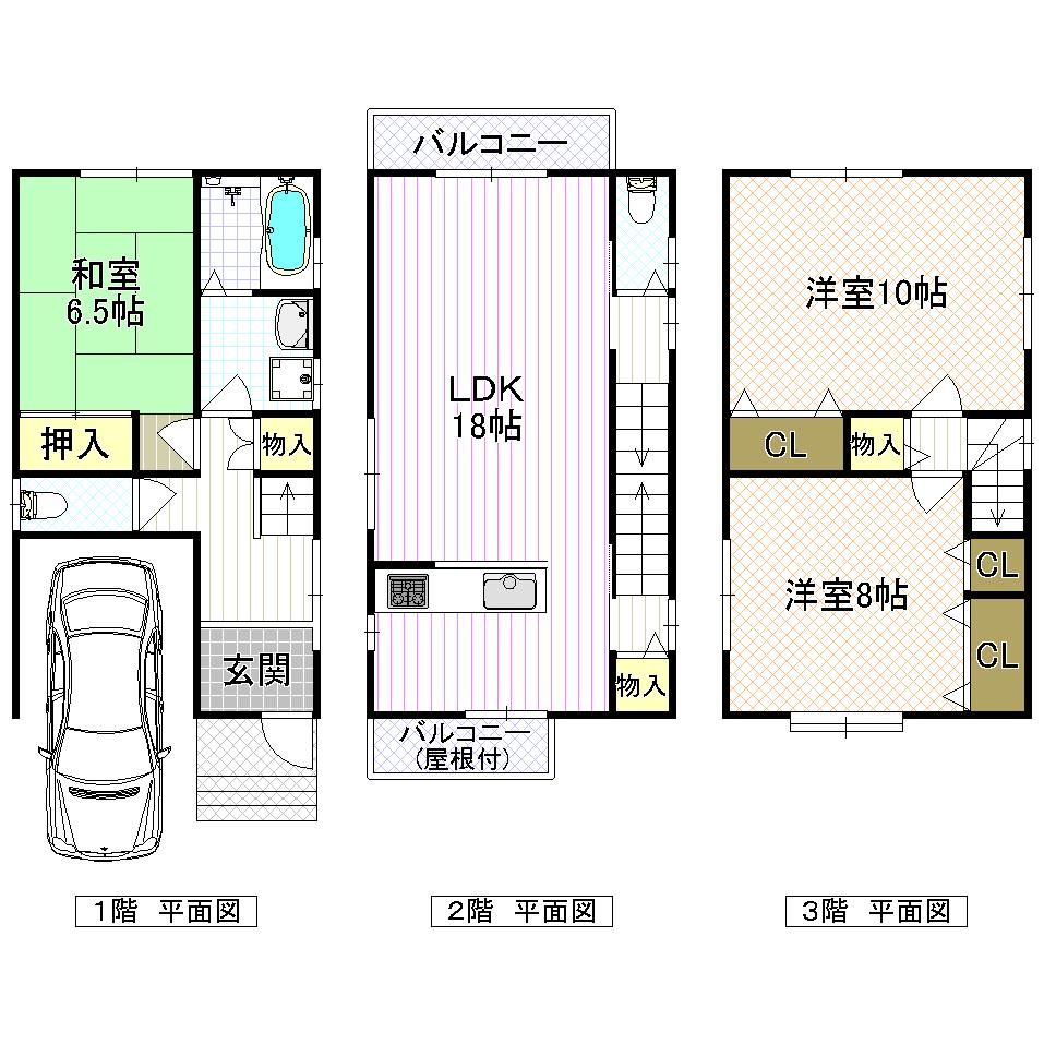 Floor plan. Price 20.8 million yen, 3LDK, Land area 61.49 sq m , Building area 110.58 sq m