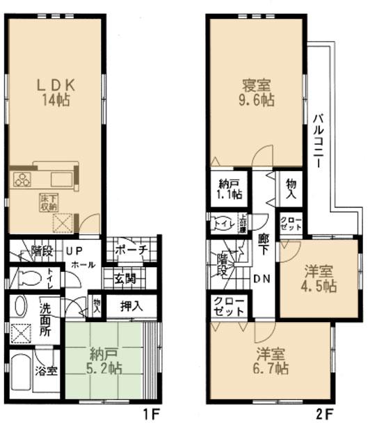 Floor plan. 24,800,000 yen, 4LDK + S (storeroom), Land area 96.59 sq m , Building area 94.36 sq m