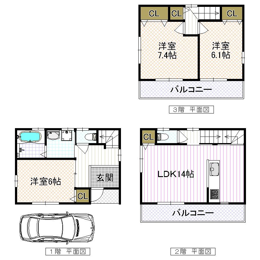 Floor plan. Price 22,800,000 yen, 3LDK, Land area 49.75 sq m , Building area 88.59 sq m