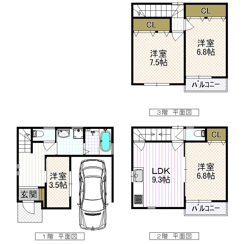 Floor plan. 18,800,000 yen, 4LDK, Land area 51.91 sq m , Building area 92.47 sq m