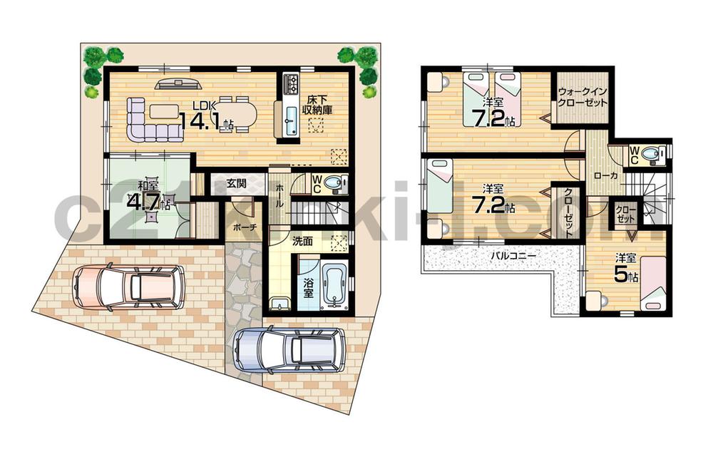 Floor plan. 20.8 million yen, 4LDK, Land area 100.5 sq m , Building area 88.89 sq m