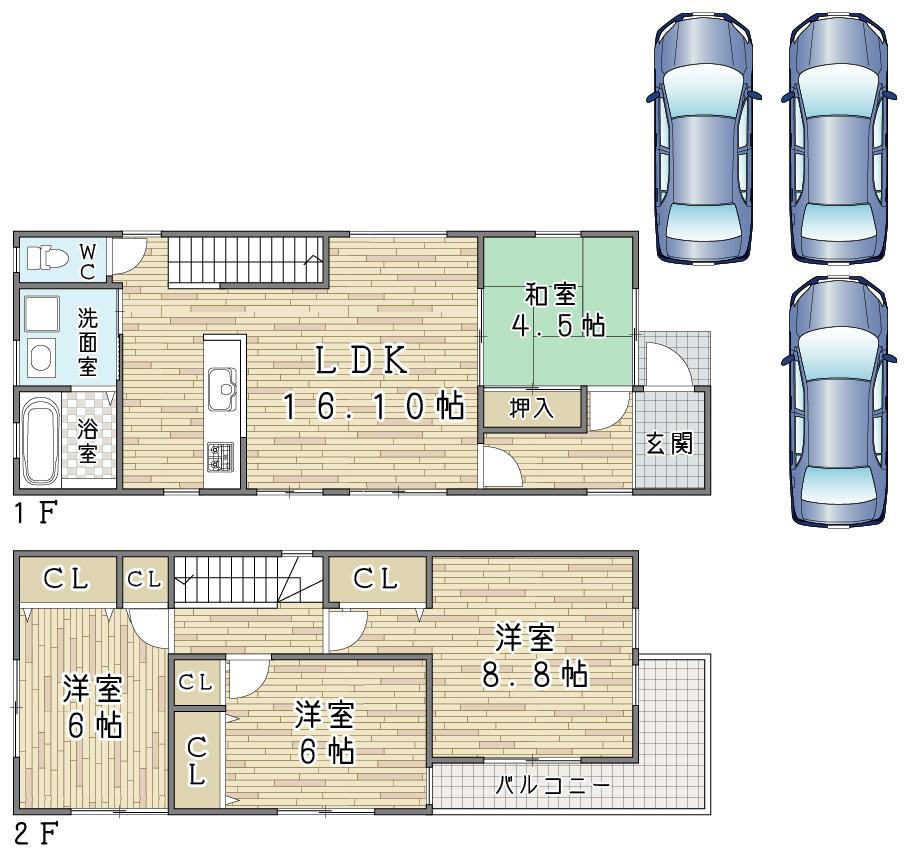 Floor plan. 27,800,000 yen, 4LDK, Land area 128.83 sq m , Building area 96.66 sq m 4 No. land plan view