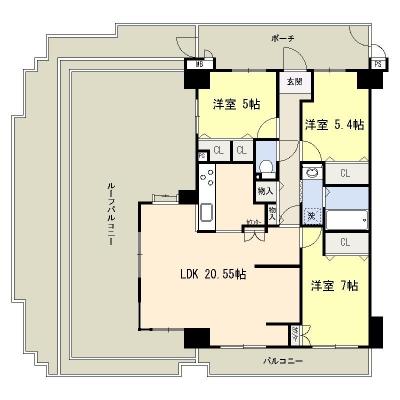 Floor plan. 3LDK, Price 16.8 million yen, Occupied area 84.01 sq m , Balcony area 10.08 sq m large living ・ Roof balcony facing south! Daylighting good!