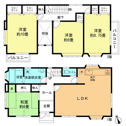 Floor plan. 34,500,000 yen, 4LDK, Land area 150.21 sq m , Building area 123.93 sq m
