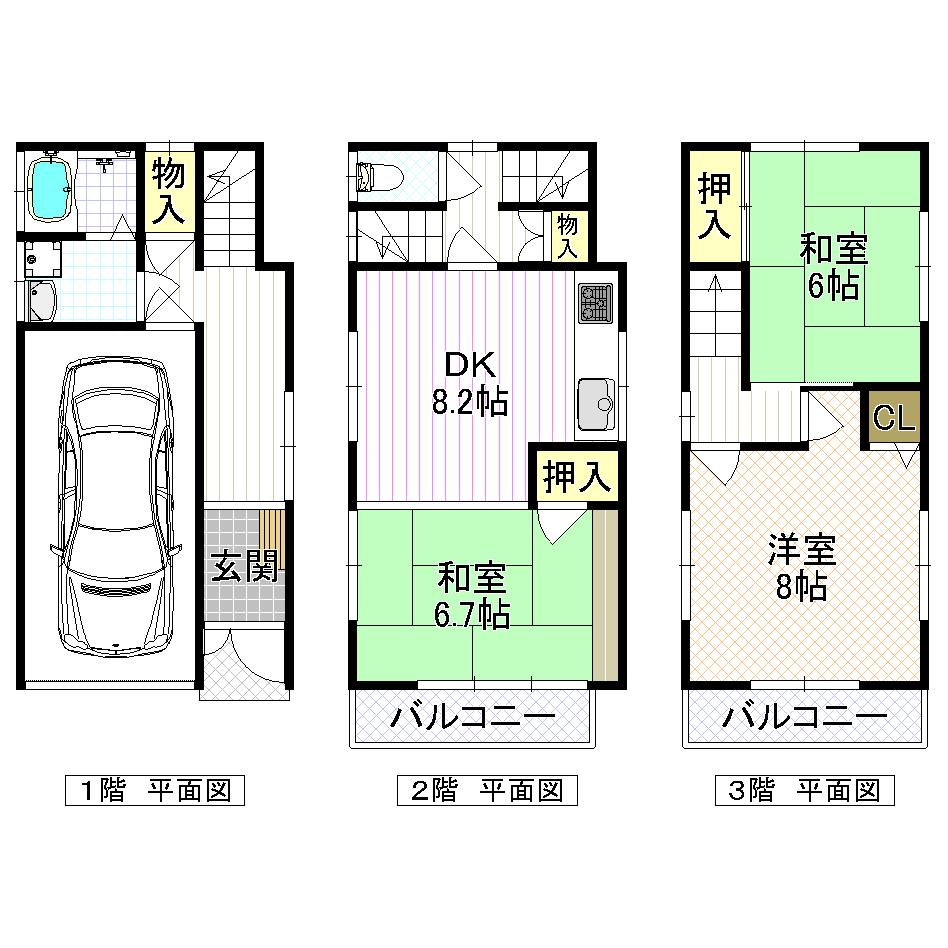 Floor plan. 13.5 million yen, 3LDK, Land area 52.5 sq m , Building area 90.3 sq m