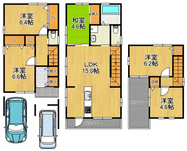 Floor plan. 30,800,000 yen, 5LDK, Land area 75.39 sq m , Building area 115.29 sq m