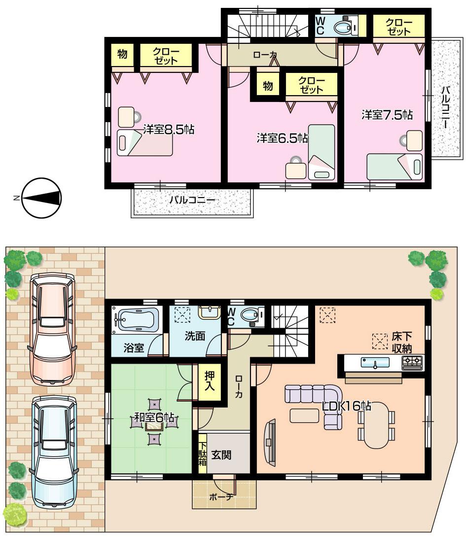 Floor plan. (3 Building), Price 28.8 million yen, 4LDK, Land area 120 sq m , Building area 103.68 sq m